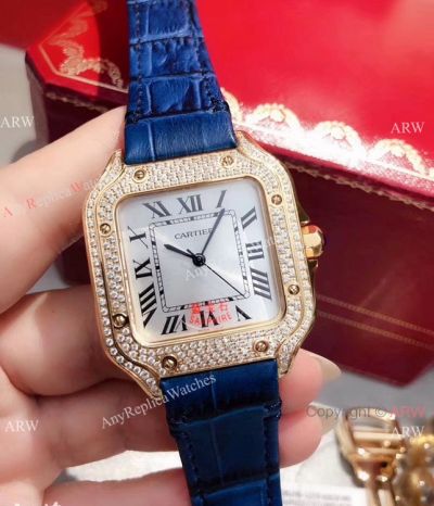 Replica Cartier Santos 100 Diamond Yellow Gold Diamond Watch 